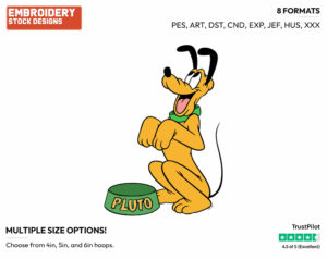 Pluto Begging For Food - Disney's Pluto - Embroidery Design in 3 sizes & 8 formats