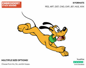 Pluto Running - Disney's Pluto - Embroidery Design in 3 sizes & 8 formats
