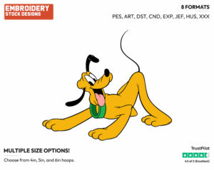 Playful - Disney's Pluto - Embroidery Design in 3 sizes & 8 formats