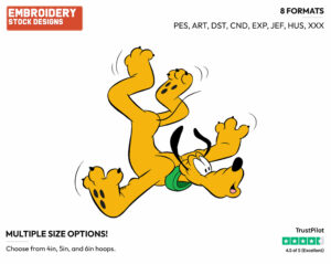 Slipping - Disney's Pluto - Embroidery Design in 3 sizes & 8 formats