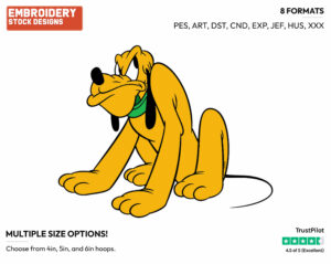Peeved - Disney's Pluto - Embroidery Design in 3 sizes & 8 formats