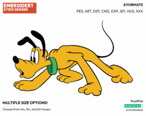 Cautious - Disney's Pluto - Embroidery Design in 3 sizes & 8 formats