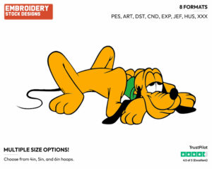 Resting - Disney's Pluto - Embroidery Design in 3 sizes & 8 formats