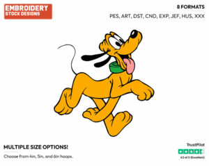 On A Walk - Disney's Pluto - Embroidery Design in 3 sizes & 8 formats