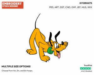 Curious - Disney's Pluto - Embroidery Design in 3 sizes & 8 formats