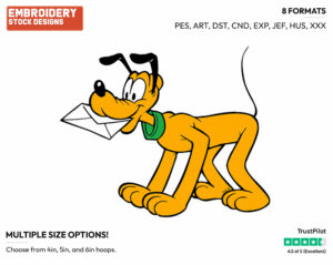 Delivering Letter - Disney's Pluto - Embroidery Design in 3 sizes & 8 formats