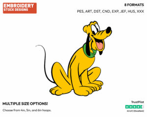 Sitting Down - Disney's Pluto - Embroidery Design in 3 sizes & 8 formats