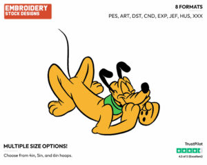 Laughing - Disney's Pluto - Embroidery Design in 3 sizes & 8 formats