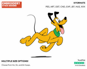 On A Walk - Disney's Pluto - Embroidery Design in 3 sizes & 8 formats