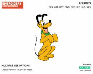 Pluto Begging - Disney's Pluto - Embroidery Design in 3 sizes & 8 formats