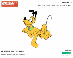 Pluto Walking - Disney's Pluto - Embroidery Design in 3 sizes & 8 formats
