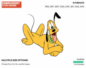 Pluto Lying Down - Disney's Pluto - Embroidery Design in 3 sizes & 8 formats