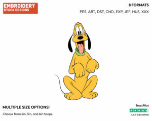 Pluto Begging - Disney's Pluto - Embroidery Design in 3 sizes & 8 formats