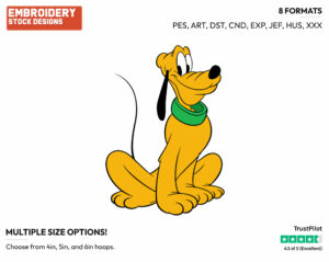 Sitting Down - Disney's Pluto - Embroidery Design in 3 sizes & 8 formats