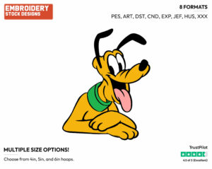 Pluto's Happy Face - Disney's Pluto - Embroidery Design in 3 sizes & 8 formats