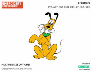 Holding Letters - Disney's Pluto - Embroidery Design in 3 sizes & 8 formats