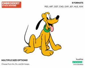 Pluto - Disney's Pluto - Embroidery Design in 3 sizes & 8 formats