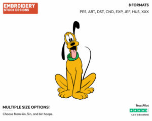 Happy - Disney's Pluto - Embroidery Design in 3 sizes & 8 formats