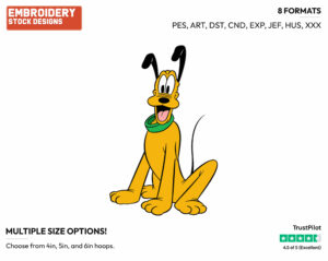 Happy - Disney's Pluto - Embroidery Design in 3 sizes & 8 formats