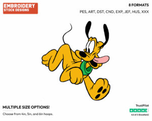Running - Disney's Pluto - Embroidery Design in 3 sizes & 8 formats