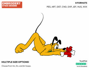 Pluto, Present - Disney's Pluto - Embroidery Design in 3 sizes & 8 formats
