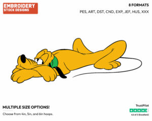 Bored - Disney's Pluto - Embroidery Design in 3 sizes & 8 formats