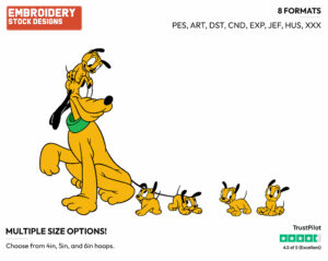 Pluto, Puppies - Disney's Pluto - Embroidery Design in 3 sizes & 8 formats