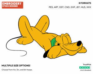 Pluto Resting - Disney's Pluto - Embroidery Design in 3 sizes & 8 formats