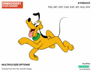 Pluto Jogging - Disney's Pluto - Embroidery Design in 3 sizes & 8 formats
