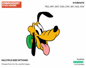 Pluto's Face - Disney's Pluto - Embroidery Design in 3 sizes & 8 formats