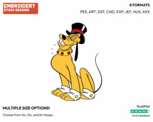 Fancy Pluto - Disney's Pluto - Embroidery Design in 3 sizes & 8 formats
