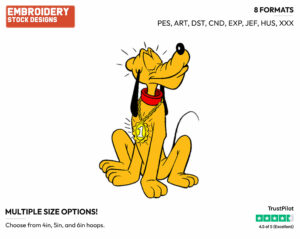 Proud - Disney's Pluto - Embroidery Design in 3 sizes & 8 formats