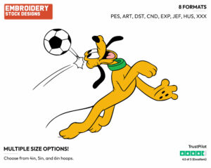 Playing Soccer - Disney's Pluto - Embroidery Design in 3 sizes & 8 formats