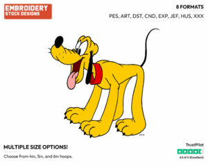 Happy - Disney's Pluto - Embroidery Design in 3 sizes & 8 formats