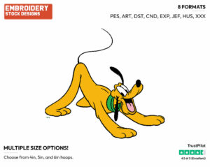 Playful - Disney's Pluto - Embroidery Design in 3 sizes & 8 formats