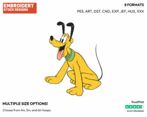 Happy - Disney's Pluto - Embroidery Design in 3 sizes & 8 formats