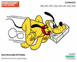 Delivering Package - Disney's Pluto - Embroidery Design in 3 sizes & 8 formats