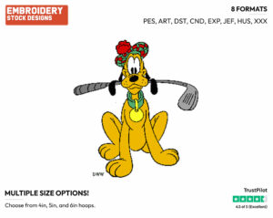 Pluto, Golf Club - Disney's Pluto - Embroidery Design in 3 sizes & 8 formats