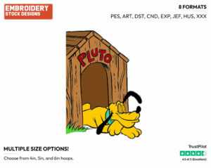 In Dog House - Disney's Pluto - Embroidery Design in 3 sizes & 8 formats