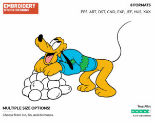 Pluto On Pile Of Snowballs - Disney's Pluto - Embroidery Design in 3 sizes & 8 formats