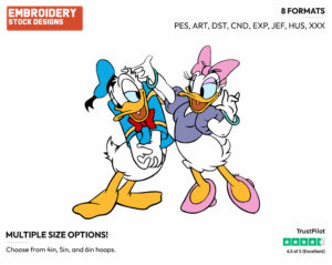 Daisy Playing With Donald's Hair - Disney's Donald & Daisy Duck - Embroidery Design in 3 sizes & 8 formats