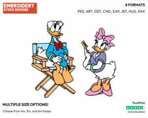 Daisy Styling Donald's Hair - Disney's Donald & Daisy Duck - Embroidery Design in 3 sizes & 8 formats