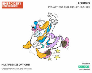 Donald Stepping On Daisy's Foot While Dancing - Disney's Donald & Daisy Duck - Embroidery Design in 3 sizes & 8 formats