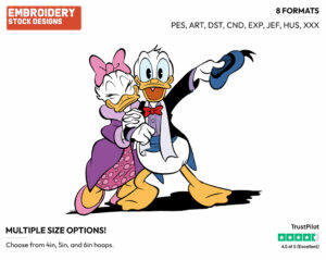 Daisy, Donald All Dressed Up For A Night On The Town - Disney's Donald & Daisy Duck - Embroidery Design in 3 sizes & 8 formats