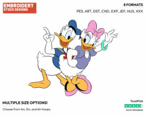 Daisy, Donald Waving - Disney's Donald & Daisy Duck - Embroidery Design in 3 sizes & 8 formats