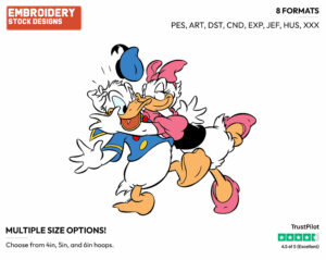 Daisy Kissing Donald - Disney's Donald & Daisy Duck - Embroidery Design in 3 sizes & 8 formats