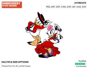 Donald, Daisy Flamenco Dancing - Disney's Donald & Daisy Duck - Embroidery Design in 3 sizes & 8 formats