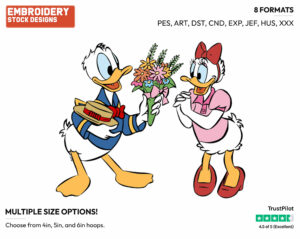 Daisy, Donald Duck - Disney's Donald & Daisy Duck - Embroidery Design in 3 sizes & 8 formats