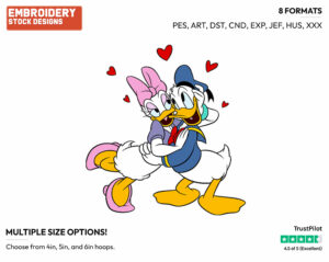 Donald, Daisy Duck In Love - Disney's Donald & Daisy Duck - Embroidery Design in 3 sizes & 8 formats