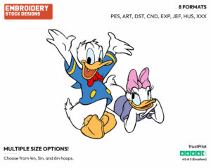 Donald, Daisy - Disney's Donald & Daisy Duck - Embroidery Design in 3 sizes & 8 formats